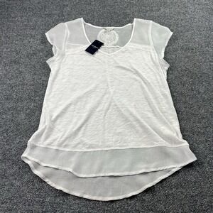 Lucky‎ Brand White Sheer Mesh Lace Top Women's M Boho Lightweight NWT
